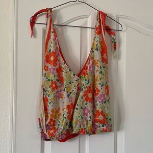 Free People Vibrant Floral Camisole with Tie Straps